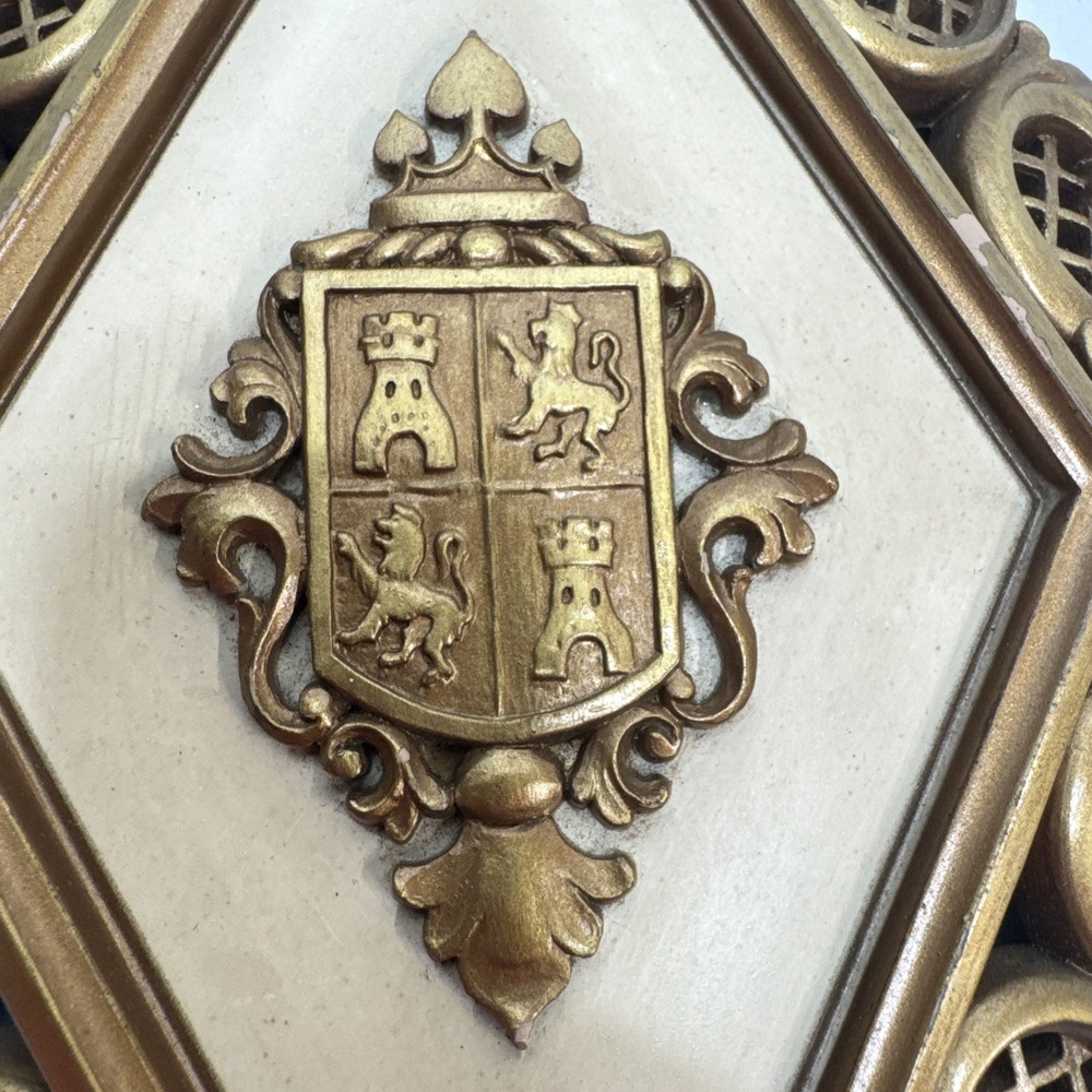 Vintage MCM SYROCO Plaques Gold Ornate Diamond Shape lot of 3 - Picture 11 of 15